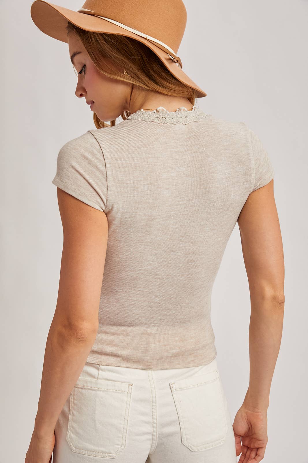 Lace Trimmed Lettuce Edge Knit Top