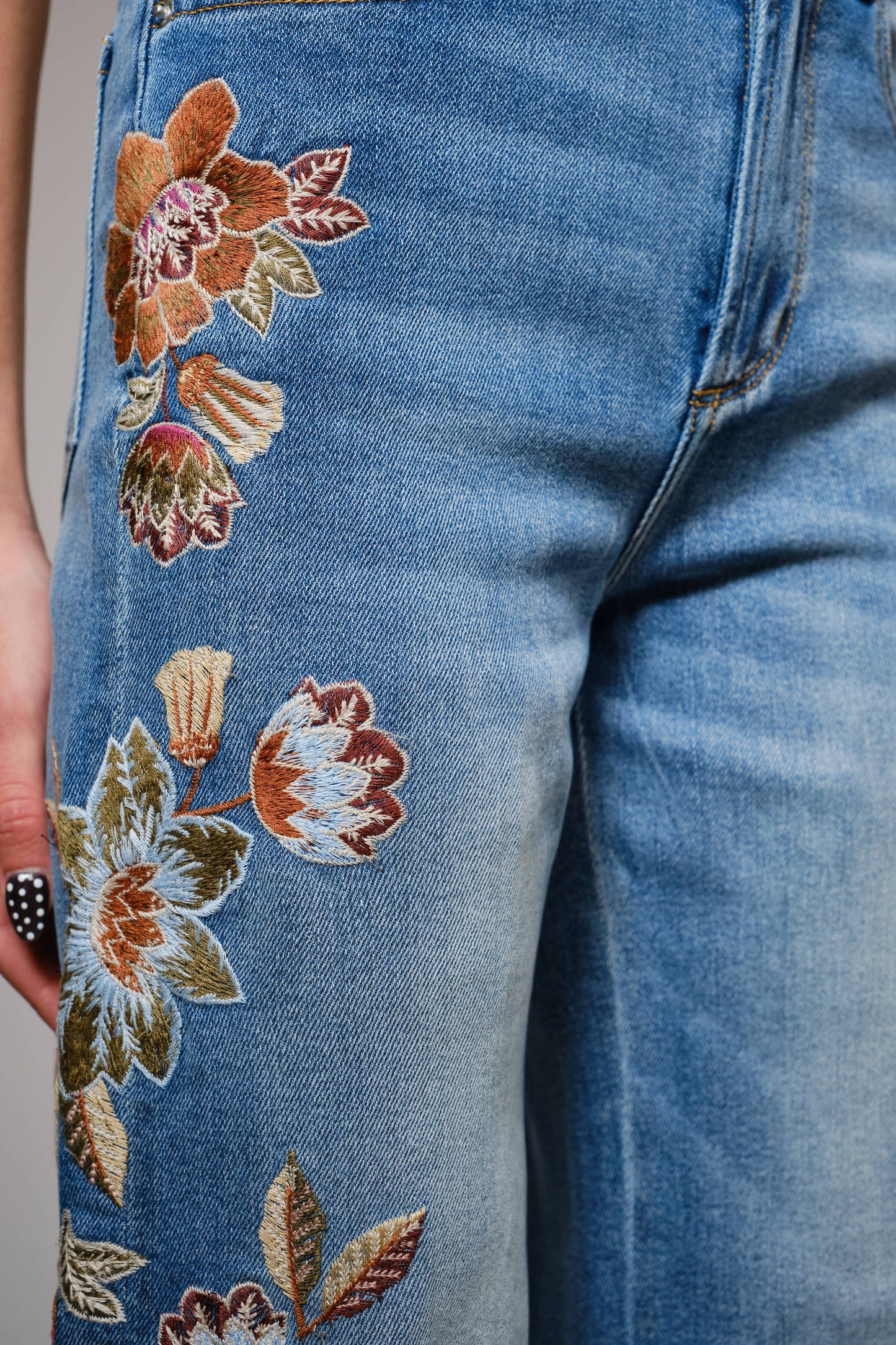 Embroidered Floral Jeans