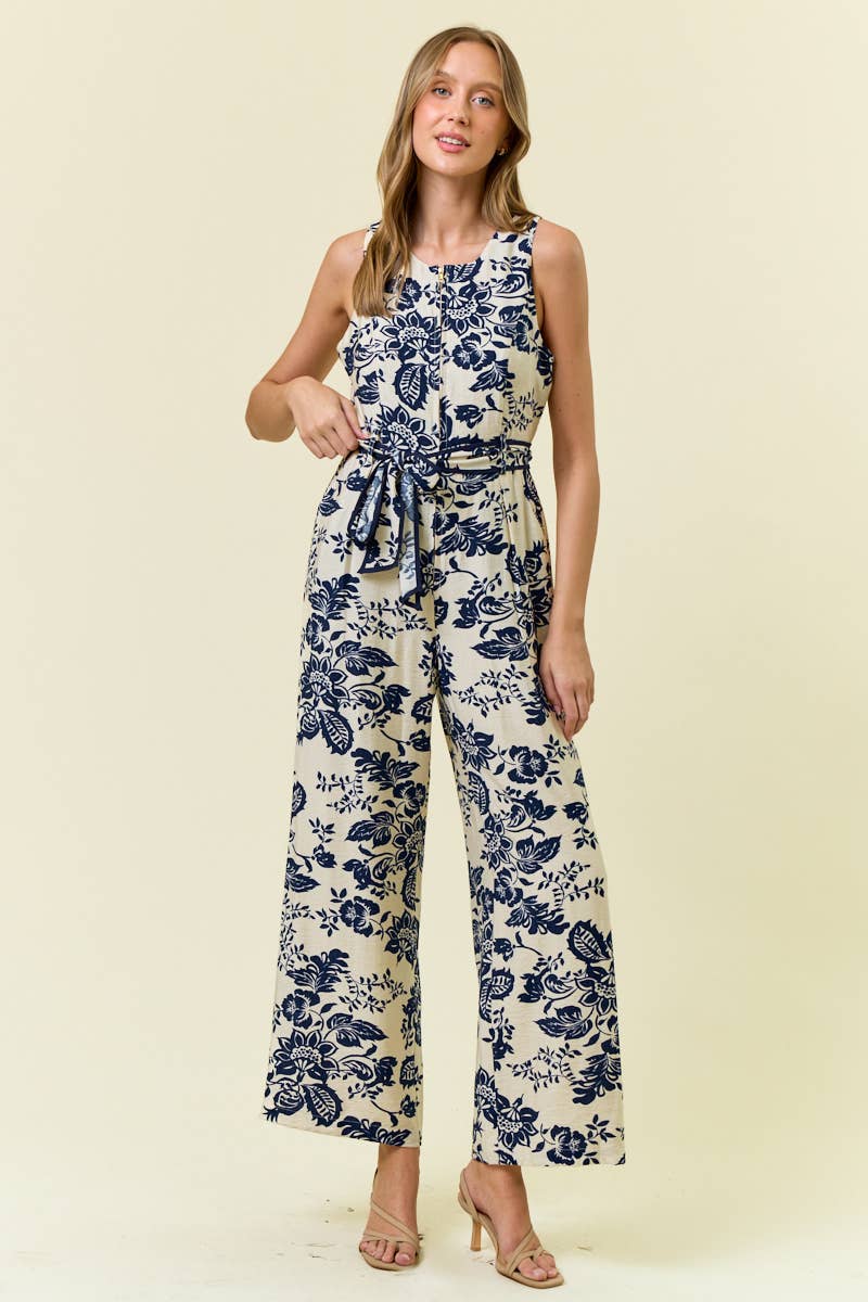 Paisley Print Sleeveless Jumpsuit