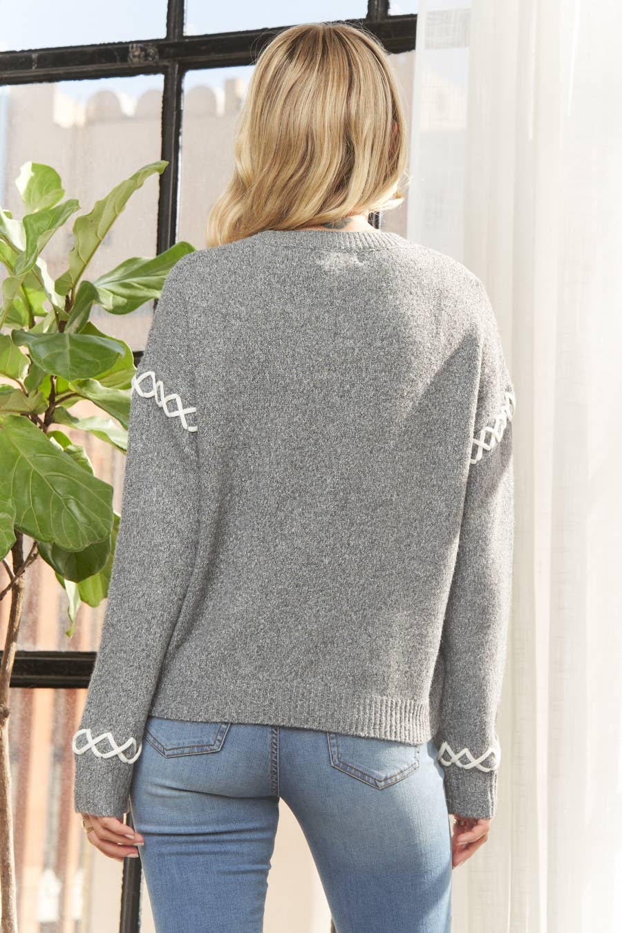 Knit Sweater With Criss Cross Detail