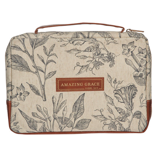 Bible Cover Fashion Cream/Brown Floral Amazing Grace