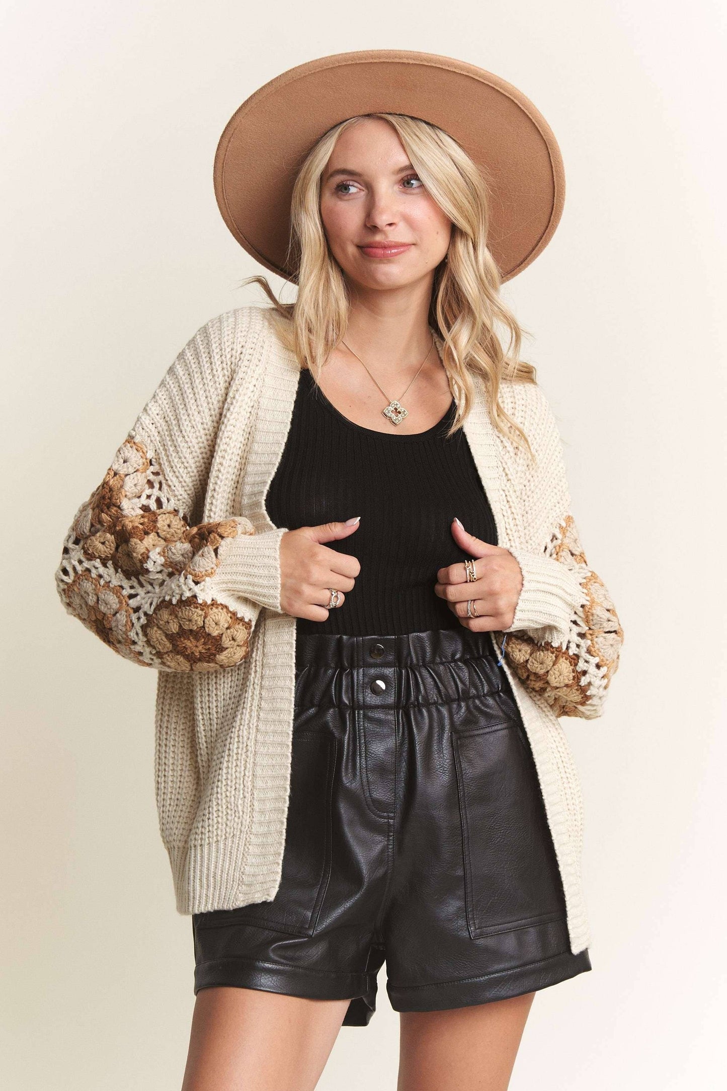 Crochet Puff Sleeve Cardigan
