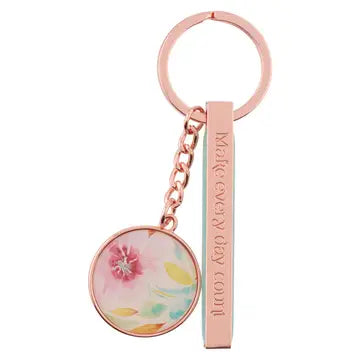 Keychain Tin Pink Daises