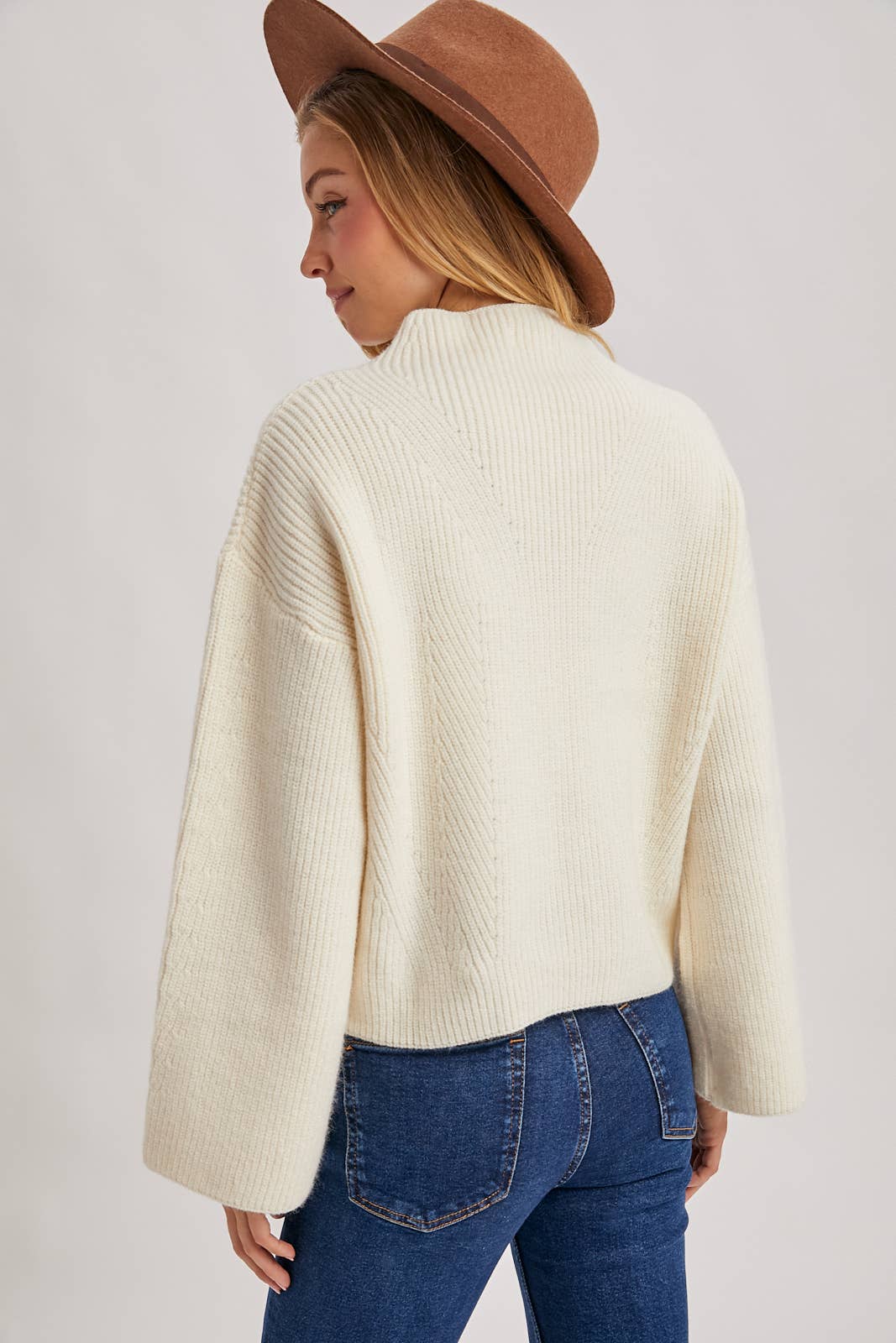 Bell Sleeve Mock Neck Sweater