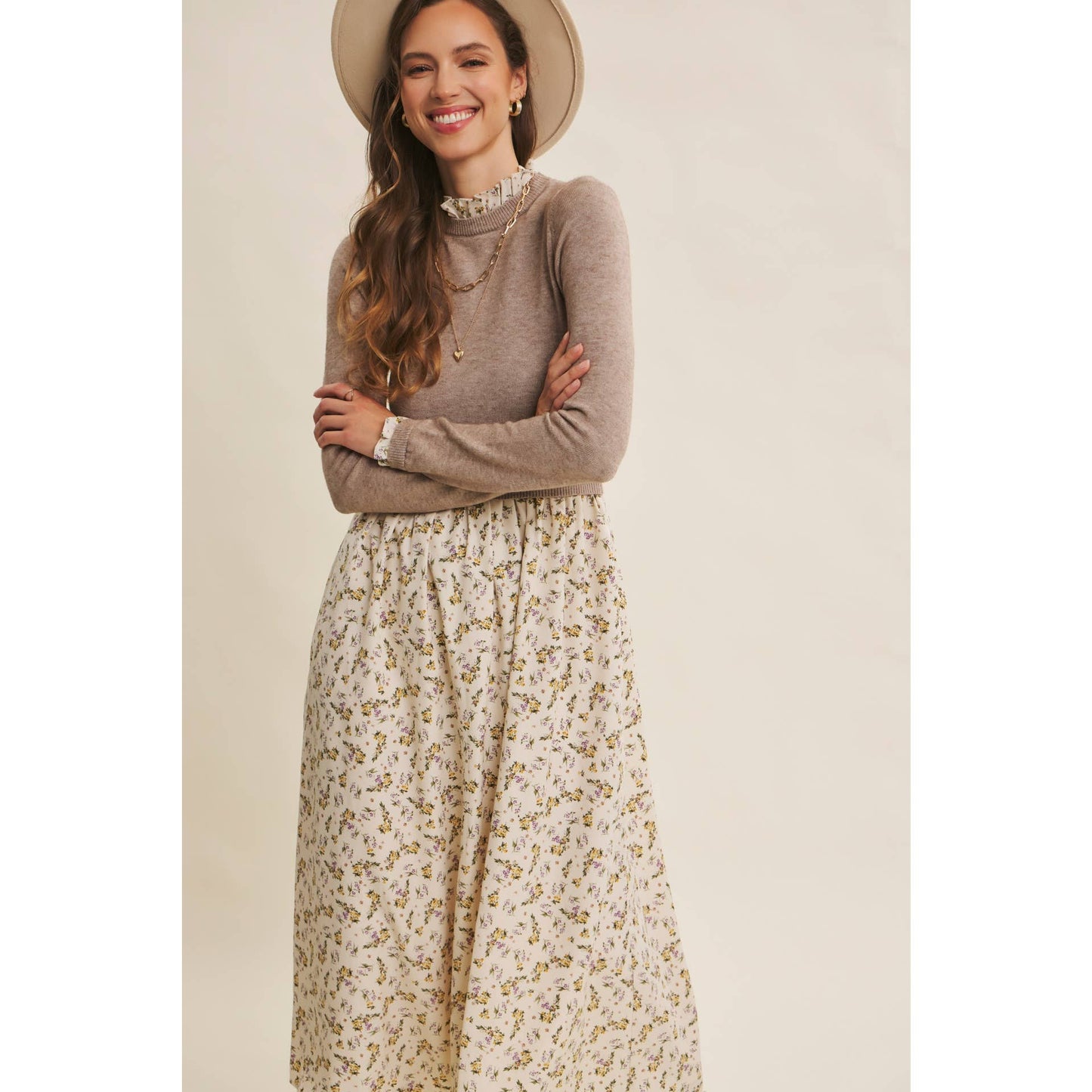 Modest Floral Sweater Dress
